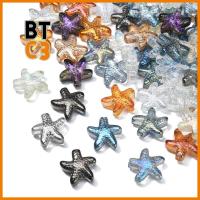 BTC3 90pcs รูปร่างปลาดาว ลูกปัดปลาดาว มีรู สีผสมกัน ลูกปัดทะเล ดาวเสน่ห์ กระจกสำหรับผู้หญิง ลูกปัดหลวมๆ ทำเครื่องประดับ DIY