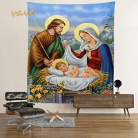 Christmas Decoration Tapestry Nativity Scene Wall Hanging Jesus Angel Easter Christ Room Decor Large Fabric Tapestry Aesthetic