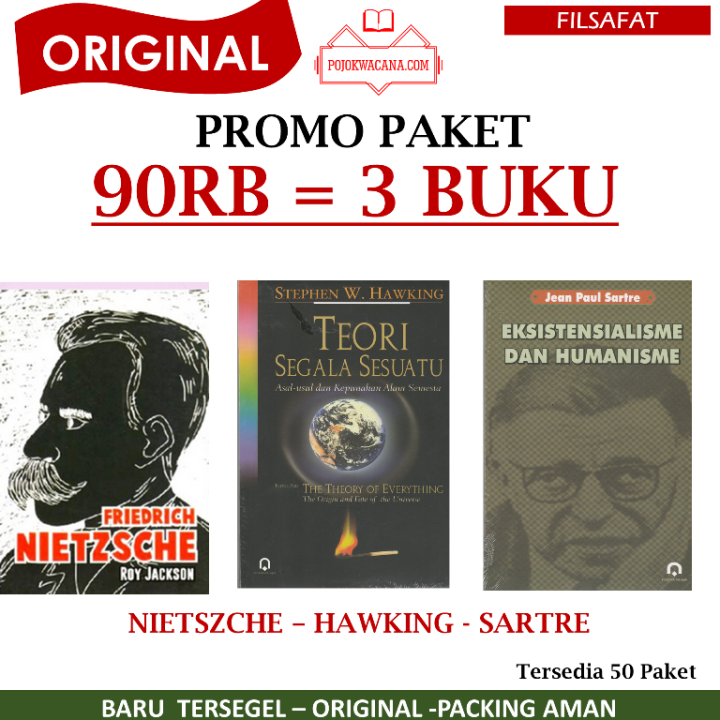 Paket 3 Buku Filsafat - Nietzsche - Stephen Hawking - JEan Paul Sarte ...