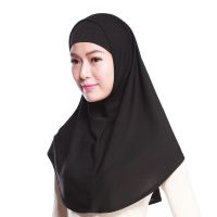 【YF】 Muslim Woman Hijab Solid Scarf Soft Crystal Hemp 2 Pieces with Undercap Plain Color