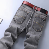 2022 New Mens Stretch Regular Fit Jeans Business Casual Classic Style Fashion Denim Trousers Male Black Blue Gray Pants