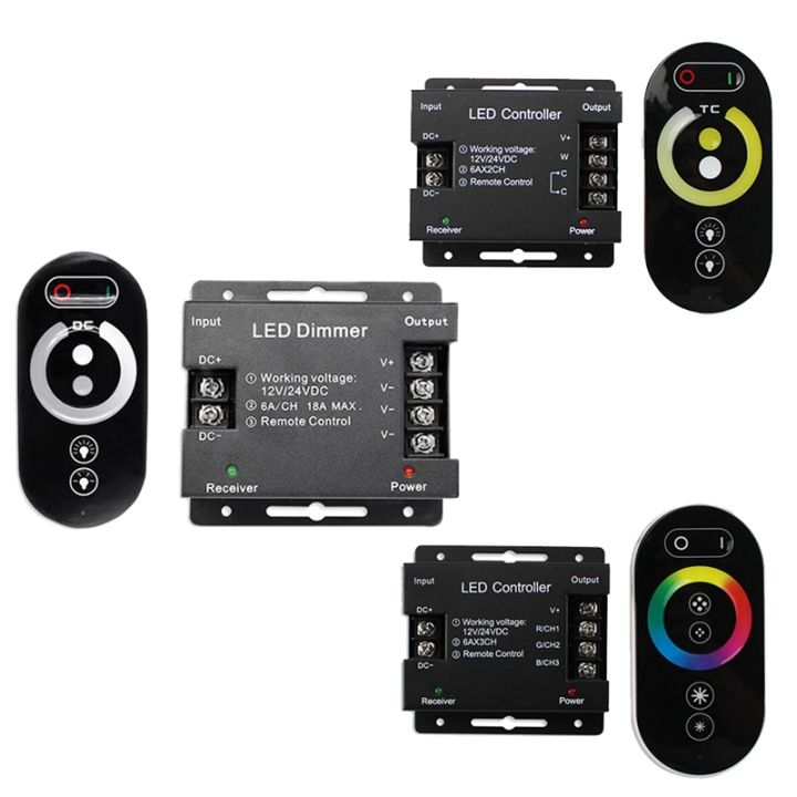 dc12-24v-led-strip-light-rf-touch-remote-controller-dimmer-for-5050-tape-lights-adjust-brightness