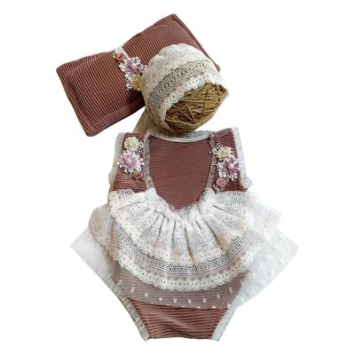 ✣ jiozpdn055186 Macacão de renda para bebê e roupas chapéu meninas recém-nascidas fantasias acessórios fotografia alta qualidade