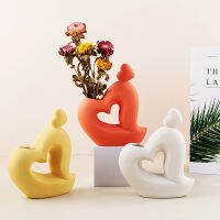 Frosted Abstract Creative Heart Shape Ceramic Vase Hydroponic Flower Device Dried Flowers Containrs Morandi Home Decoration