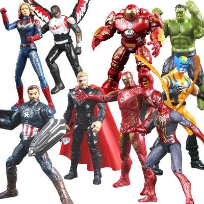 Marvel Avengers Iron Man Action Figure Toys Thanos Captain America Thor Spiderman Black Panther Model Toys for Children