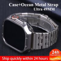 TPU Case+Ocean Metal Strap For Apple Watch Ultra Band 49mm Stainless Steel Correa Bracelet For Apple Watch 8 Ultra 49mm Cover Straps