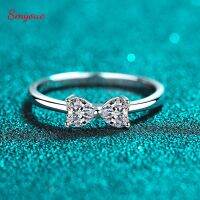 Smyoue 0.8ct แหวนตัด Moissanite สำหรับผู้หญิง4มม. D สีแล็บประกายอัญมณีเงิน