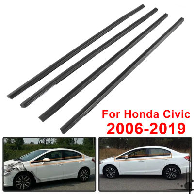 ขอบขอบยางติดหน้าต่างกระจกหน้าต่างรถ4ชิ้นสำหรับ Honda Civic 2006-2019 87Tixgportz อะไหล่รถยนต์