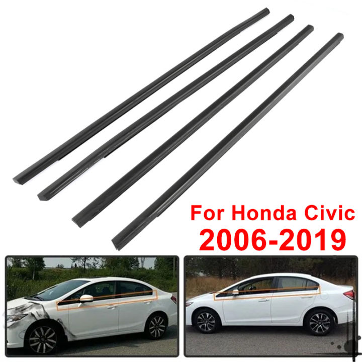 ขอบขอบยางติดหน้าต่างกระจกหน้าต่างรถ4ชิ้นสำหรับ-honda-civic-2006-2019-87tixgportz-อะไหล่รถยนต์