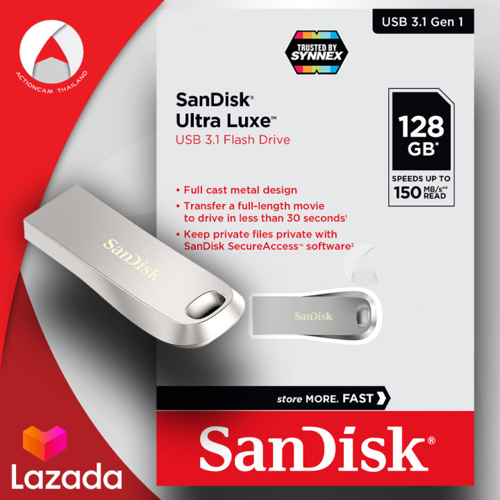 sandisk-flash-drive-ultra-luxe-usb-3-1-128gb-sdcz74-128g-g46-แฟลชไดร์ฟ-เมมโมรี่-การ์ด-แซนดิส-โดย-ซินเน็ค-อุปกรณ์จัดเก็บข้อมูล-คอมพิวเตอร์-โน็ตบุ๊ค-computer-pc-notebook-mac-รับประกัน-synnex-5-ปี