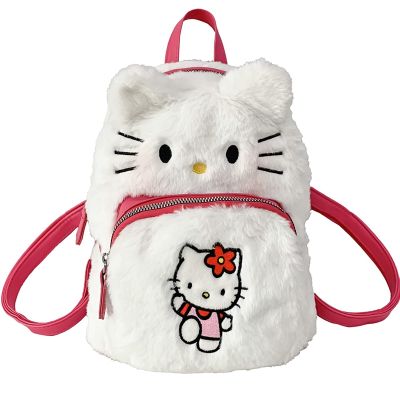 【CC】 cartoon plush  backpack 2023 hello kitty new girls heart schoolbag student 18xcmx25cmx12cm