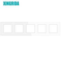 XINGRIDA Tempered Glass panel 366x82mm Blank Panel Without Installing Iron Plate 5 Frame for F series sockets and switches