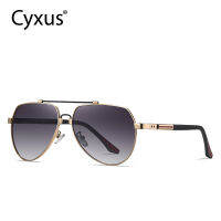 [ใหม่] Cyxus Aviator Prolarized แว่นกันแดดสำหรับผู้ชาย Memory Beam UV Protection วัดกันลื่นสปริงบานพับ Shades แบรนด์เดิม 1048