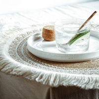 Muslim Placemat Nordic Moroccan Tassels Table Mats Cotton Linen Heat Insulation Placemats Bowl Cup Coasters Linen Pad