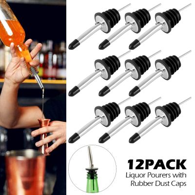 【YF】✣✑❅  Bottle Pourer Set of 12 Pouring Wine Glasses Conical with Dust-Proof Rubber Caps