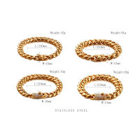 High Polished Stainless Steel Cuban Chain Bracelet for Men Gold Plated CZ Diamond Link Bracelets
