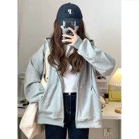 gsgw Verziz chain cardigan jacket o gray hooded sweatshirt 2023 new womens early fall top pull สไตล์อเมริกัน languid