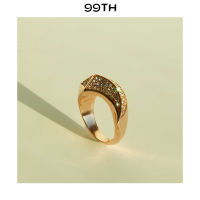 99TH-Protected Gold Fang with Crystals Ring แหวนเขี้ยวเสือสีทองประดับคริสตัล