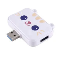 Cute USB Hub Type C to -Compatible Multi Splitter Adapter Dock for Smartphones (White 3A)