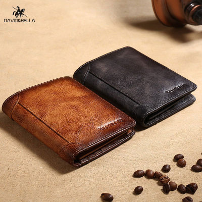 TOP☆Deere Jack Mens wallet Short horizontal and vertical models First layer cowhide wallet Classic trifold RIFD anti-theft brush
