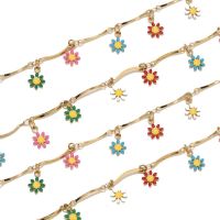 【CW】 1M Stainless Steel Gold Drop Daisy Flower Charm Chains Bar Link Anklet Chains for Women Necklace Bracelet Making Water Resistant