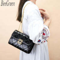 BeeGreen รองเท้าหนังแท้สตรี Crossbody ออกแบบกระเป๋าหรูกระเป๋าสะพายกระเป๋าสะพายไหล่สายโซ่ Emdroidery