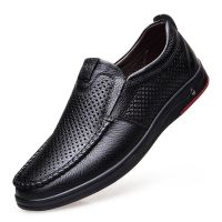 2021 Newly Mens Summer Loafers Shoes Genuine Leather Soft Man Casual Slip-on Cutout Shoes Cowhide Summer Loafers