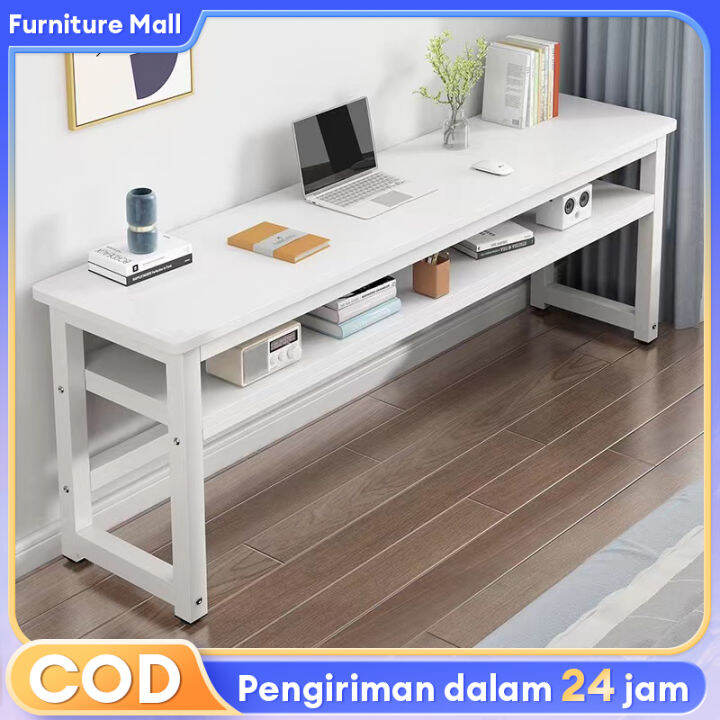 (Kayu Solid）Meja kantor 160CM / Meja Belajar Besi/meja komputer kayu