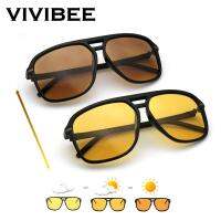 VIVIBEE Men Photochromic Night Vision Sunglasses Color Change Transition Yellow Big Sun Glasses Oversized Polarized Goggles