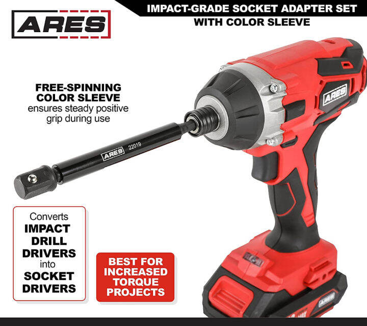 ares-22013-6-piece-3-inch-and-6-inch-impact-grade-socket-adapter-set-with-color-sleeve-turns-impact-drill-drivers-into-high-speed-socket-drivers-1-4-inch-3-8-inch-and-1-2-inch-drive-3-inch-and-6-inch-