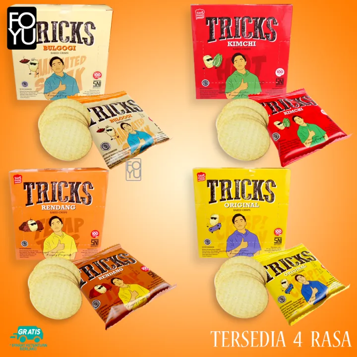 Foyu Tricks Biskuit Kentang Potato Baked Chips 1 Kotak Isi 10 Bungkus