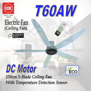 KDK T60AW CEILING FAN WITH NO LED LIGHT/ 60" CEILING FAN DC MOTOR WITH TEMPERATURE CENSOR