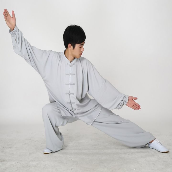 ชุดเครื่องแบบไทชิกังฟูชุดจีนโบราณแขนยาววูซูไทชิชุดกังฟูผู้ชายชุดยูนิฟอร์มเสื้อผ้าออกกำลังกาย