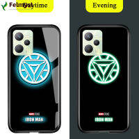 สำหรับ Realme C35เซลล์เคสโทรศัพท์ส่องสว่างเรืองแสงในที่มืดมหัศจรรย์เคสโทรศัพท์สำหรับเด็กผู้ชายซูเปอร์ฮีโร่สำหรับผู้ชายโลโก้เคสมันวาวสไปเดอร์แมนไอรอนแมนกระจกเทมเปอร์ธอร์เคสฝาหลัง