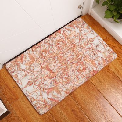 Flower Anti-Slip Doormat Kitchen Mandala Entrance Door Mat Flannel Carpet Doormat Colorful Indoor Floor Mats Rug