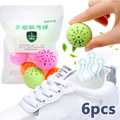 Fuchun ลูกบอลดับกลิ่นสำหรับรองเท้าถุงเท้า6ชิ้นน้ำหอม Essential ดูแลเท้ากลิ่นบอลตู้เสื้อผ้ามือจับตู้หอม