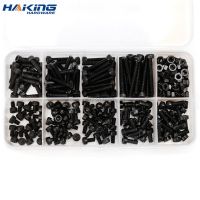 300pcs/set Black Din912 M2 M2.5 M3 Allen Bolt Hex Socket Round Cap Head Screw And Nut Assortment Kit Set