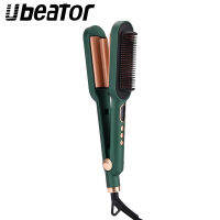 Ubeator 3 In 1สีเขียวสีชมพูที่หนีบผมตรงผมหวีแปรงเคราดัดผมจอแสดงผลดิจิตอลมัลติฟังก์ชั่ความร้อนได้อย่างรวดเร็ว