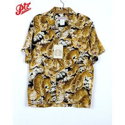 เสื้อฮาวายแขนสั้น HULA KEIKI HK-19011 BK/GOLD Hyaku-tora3