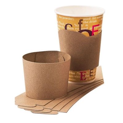 ปลอกสวมแก้วกาแฟ cup sleeve (กระดาษคราฟท์ไม่พิมพ์ลาย สีน้ำตาล ) ปรับได้ 3 ระดับ ขนาดตั้งแต่ 16-18-22 ออนซ์ (100 ใบ/แพ็ค)