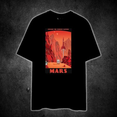 EXPLORE THE CRIMSON CANYONS MARS (SPACE VINTAGE TRAVEL) Printed t shirt unisex 100% cotton