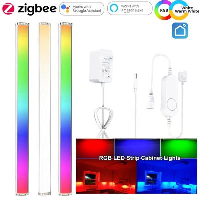 DC12V Tuya Zigbee 3.0 Under Cabinet Smart LED Light Kit RGB/CCT Dimmable Night Light for Kitchen Bedroom Decor APP/Voice Control