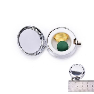 2017 Divide Storage 1Pcs/Lot Metal Round Silver Tablet Pill Boxes Holder Advantageous Container Medicine Case Small Case Medicine  First Aid Storage