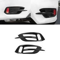 Fit for Honda Civic 10Th 2016-2019 ABS Bright Black Rear Fog Light Lamp Cover Trim 2PCS