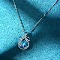 OEVAS 100 925 Sterling Silver 10mm Emerald Aquamarine High Carbon Diamond 43cm Pendant Neckalce For Women Wedding Fine Jewelry