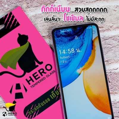 Hero Cat กระจกกันรอยเต็มจอ By Focus รุ่น  OPPO A9/A5 2020,A92,A94,A95,F11 Pro,F5,F7,F9,Reno2F,Reno4,Reno4Z5G,Reno5/5Gฯลฯ