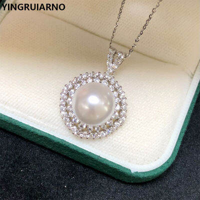 YINGRUIARNO Natural Pearl Pendant Necklace Sparkling Diamond Zircon Natural Pearl Necklace Pendant