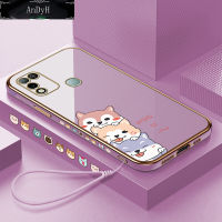 AnDyH Casing Case For Infinix Hot 10 Play Hot 11 Play Hot 12 Pro Case Fashion Cute Cartoon Dogs Luxury Chrome Plated Soft TPU Square Phone Case Full Cover Camera Protection Anti Gores Rubber Cases For Girls