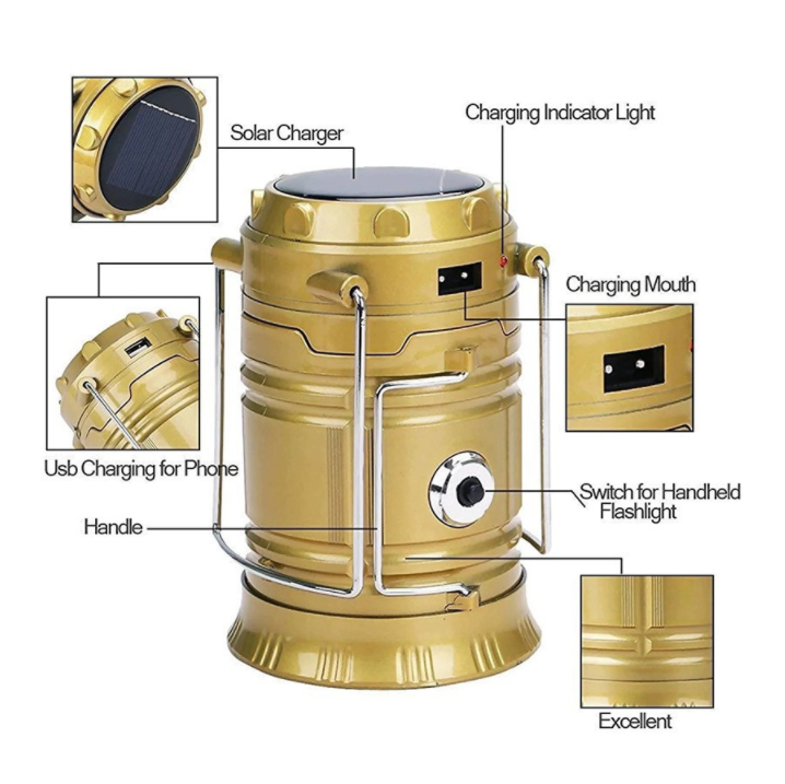 โคมไฟโซล่าเซลล์-ไฟโซล่าเซลล์-โคมไฟ-led-โคมไฟแค้มปิ้ง-ไฟฉาย-2in1-ไฟ-led-6-1led-รุ่น-sh-5800t-สามารถชาร์จมือถือฉุกเฉินได้-rechargeable-camping-lantern