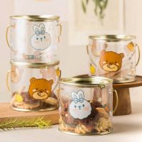 【DT】 hot  Cartoon Biscuit Box Sealed Candy Snack Can with Handle Transparent Cookies Packaging Jar Dessert Gift Box for Kids Party Holiday